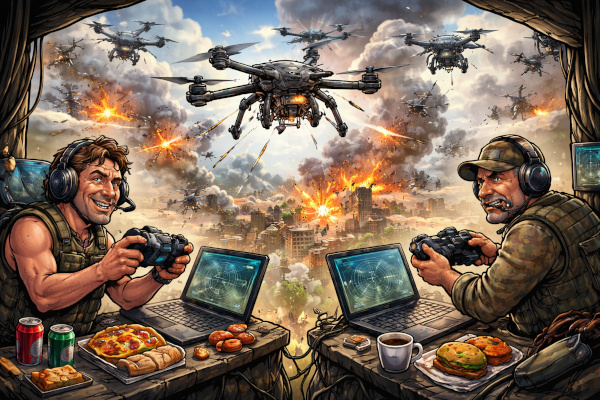 Drone warfare over urban battleground