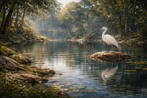 Morning tranquility by the lake